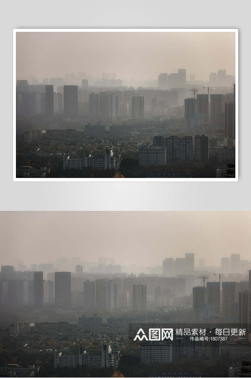 浓雾下的成都市武侯区图片素材