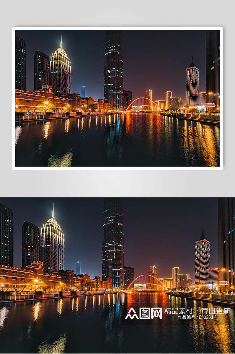 静谧天津城市风光摄影元素背景图片素材