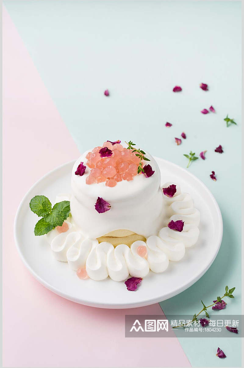 清新奶油蛋糕美食图片素材