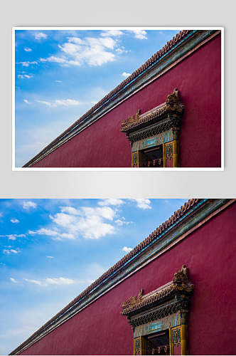 北京故宫建筑的红色背景高清图片