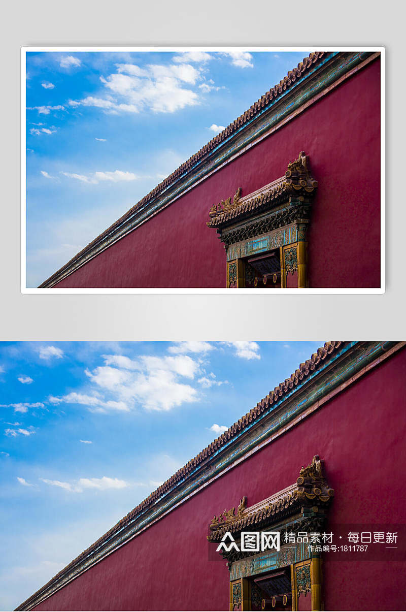 北京故宫建筑的红色背景高清图片素材