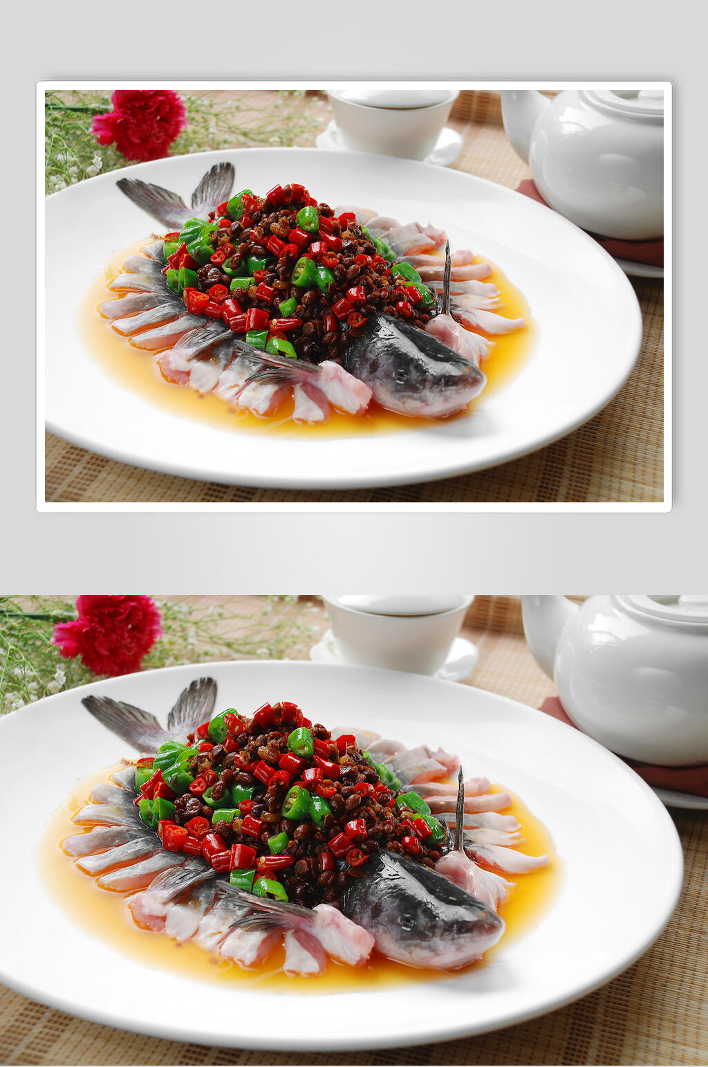 豉椒蒸江团高清图片素材