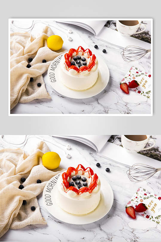 草莓蓝莓奶油蛋糕图片