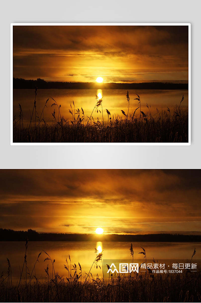 夜景湖泊湖面摄影图片素材