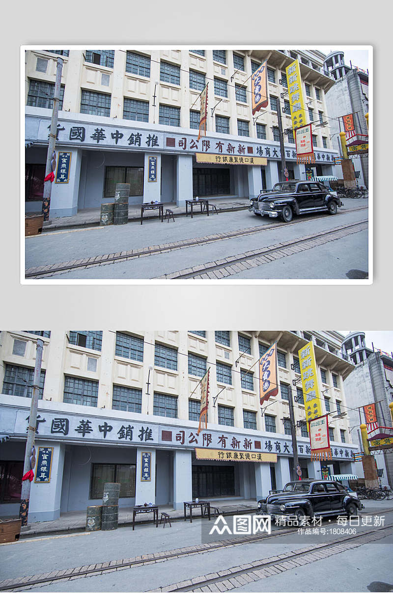 老上海电影场景街道高清图片素材