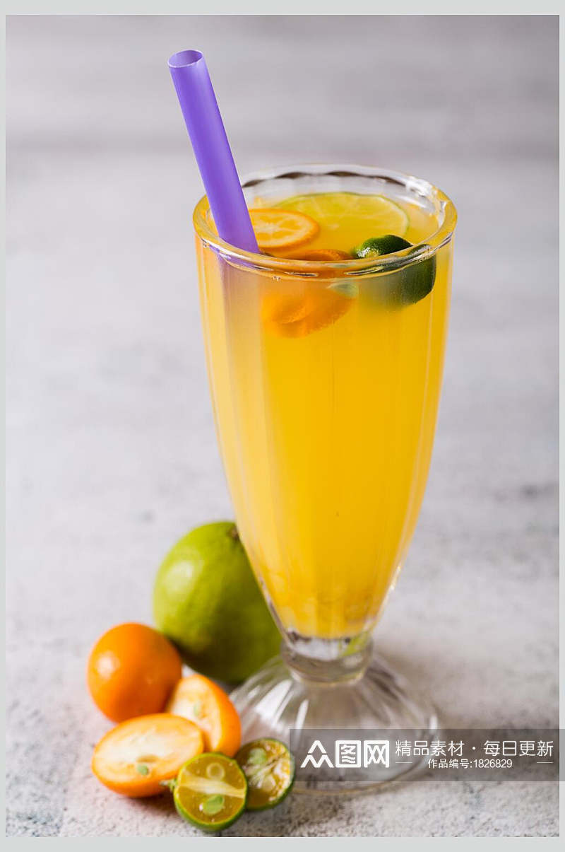 橙汁水果茶果汁饮料特写图片素材