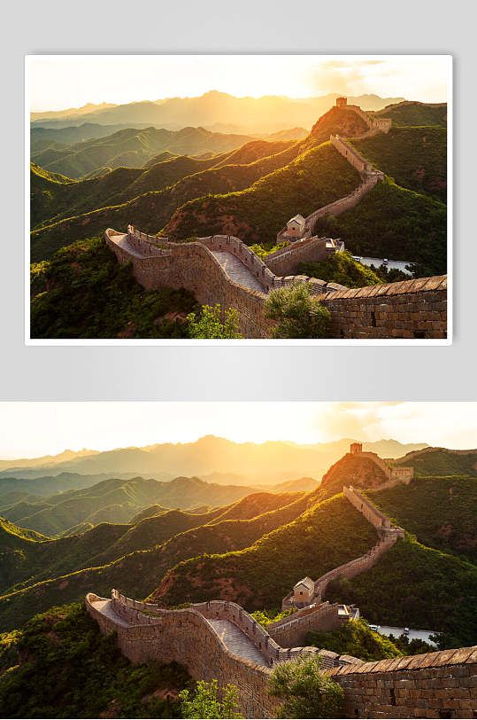 太空遥见长城名胜古迹摄影素材图片