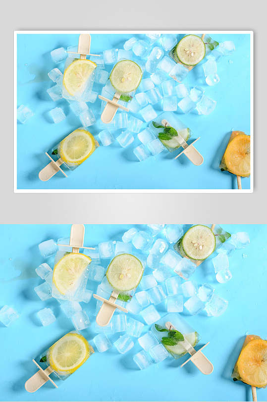蓝色柠檬冰棍摄影图片