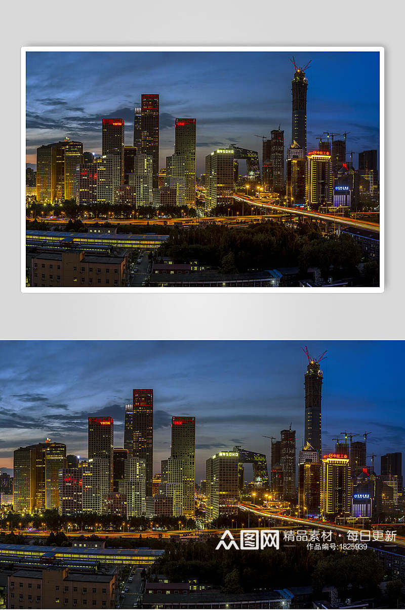 北京风光夜景唯美城市建筑物图片素材