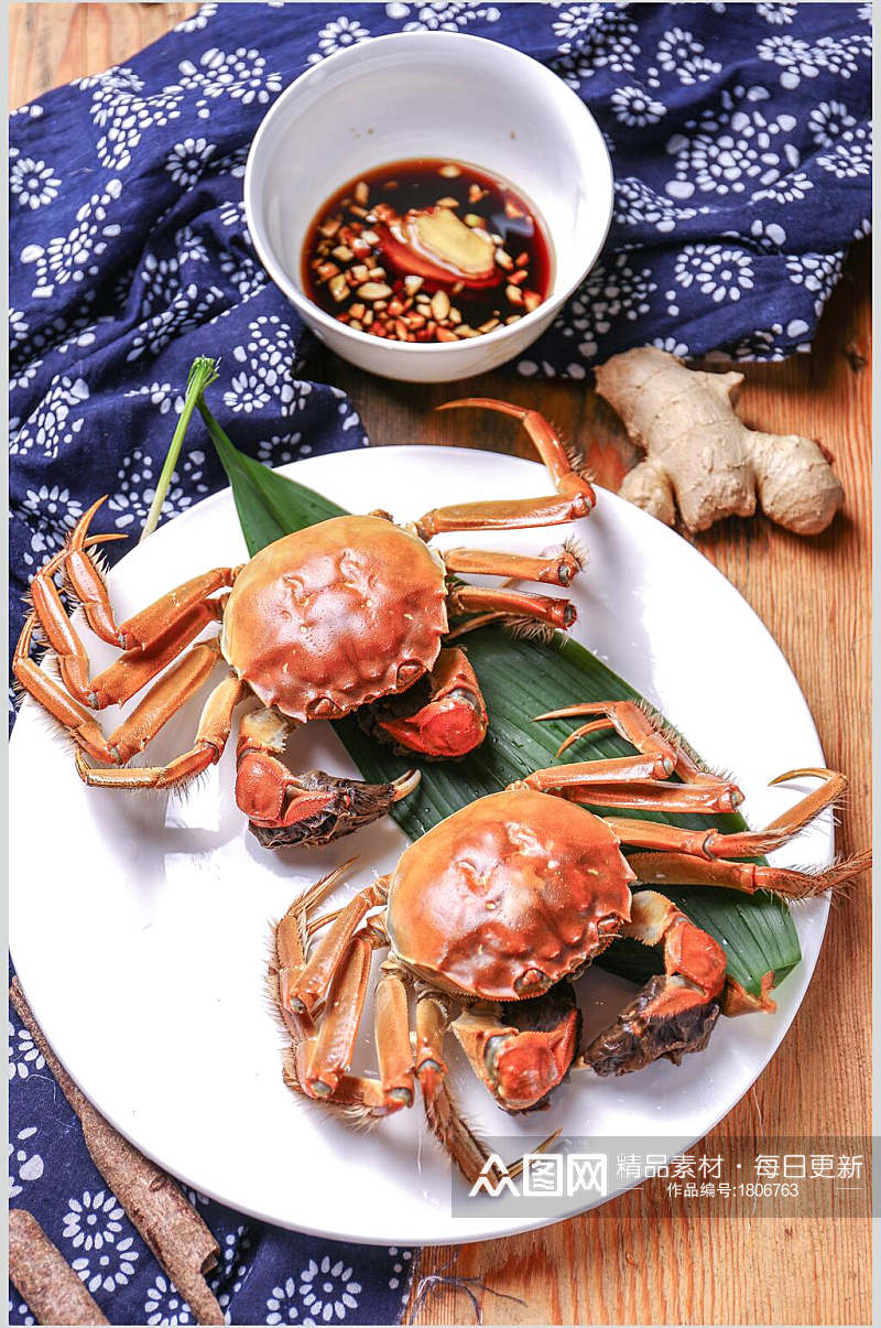清蒸美味螃蟹大闸蟹图片素材
