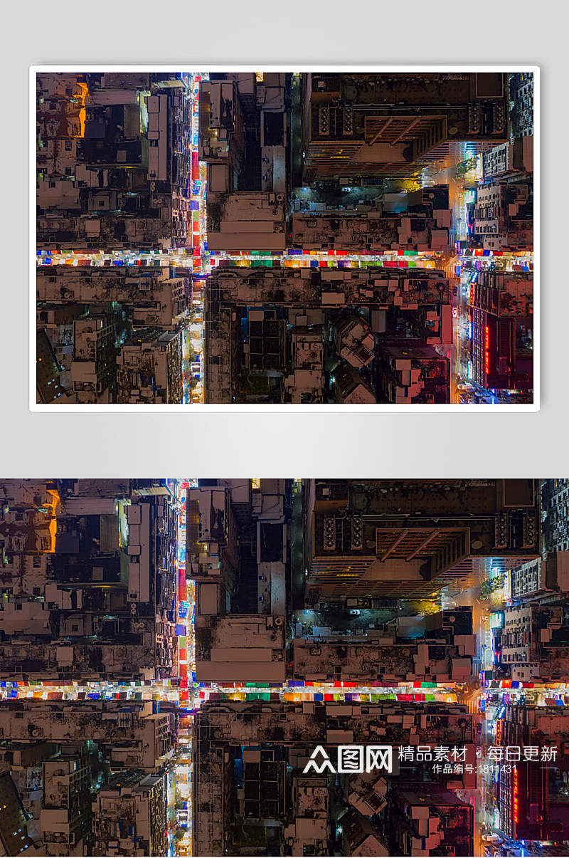 俯瞰广东惠州老城区的夜市高清图片素材
