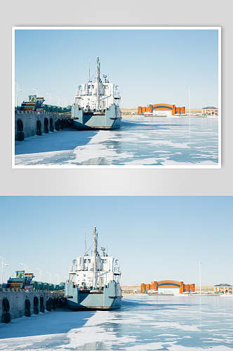 冬季内蒙古呼伦贝尔呼伦湖风光高清图片