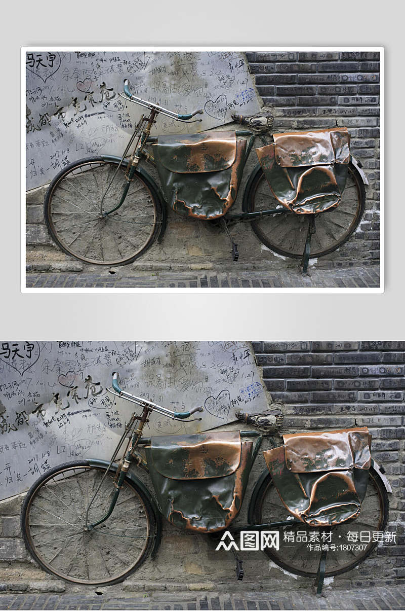 成都宽窄巷子雕塑文化自行车摄影图片素材