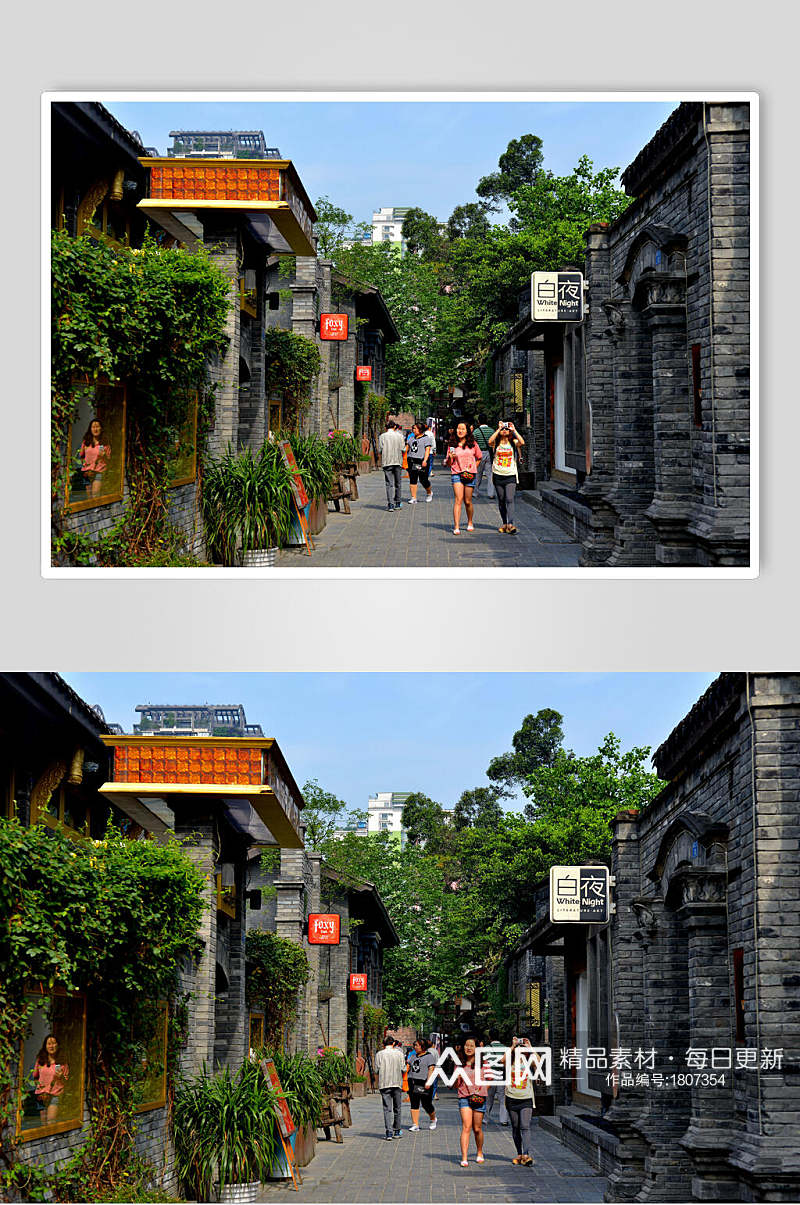 成都宽窄巷子古建筑道路摄影图片素材