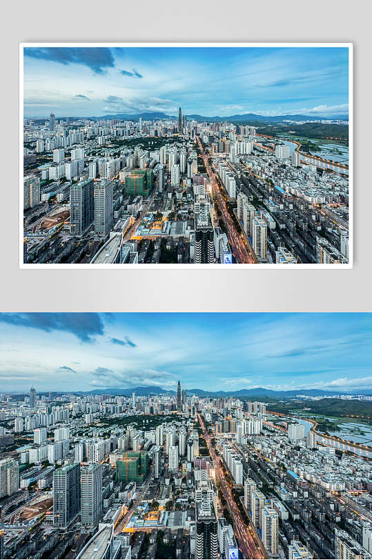 蓝色天空深圳城市建筑高清图片