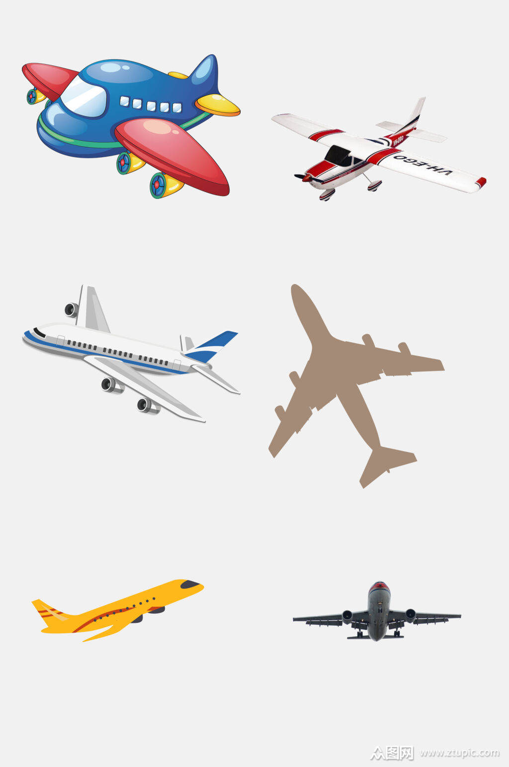 卡通清新飞机客机免抠元素素材模板下载-编号1808235-众图网