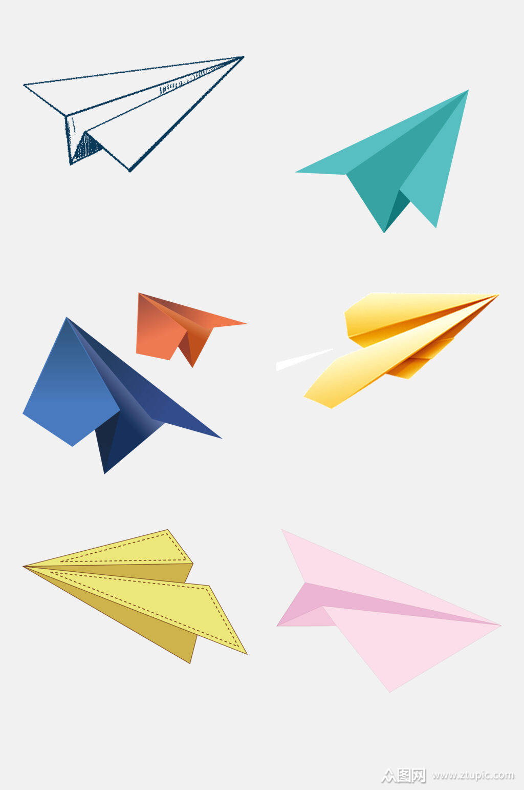 纸飞机免抠元素素材