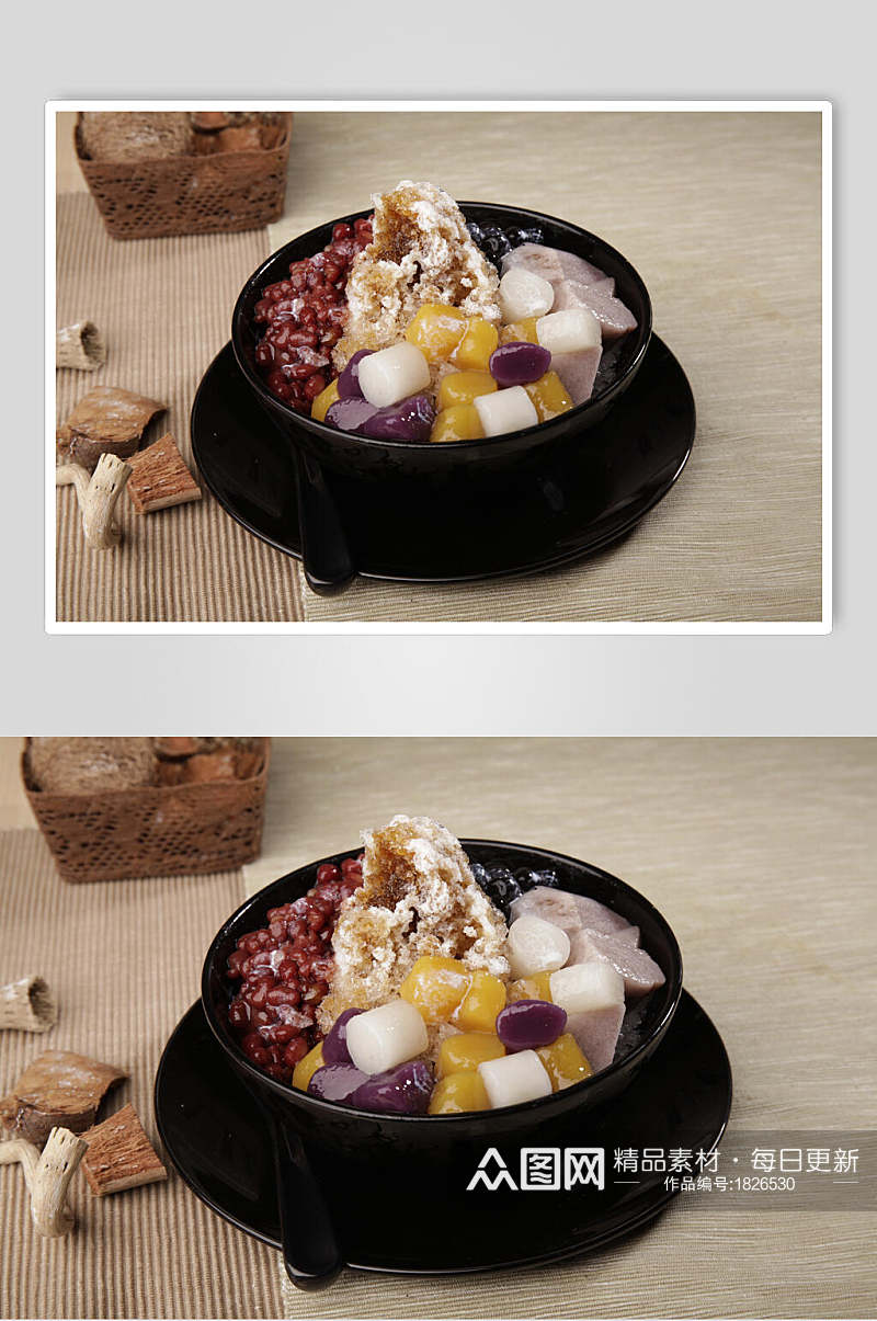 芋圆红豆甜品图片素材
