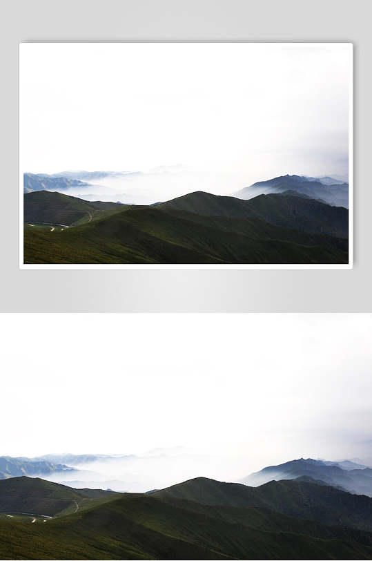 华北屋脊大气背景五台山远山山脉云雾缭绕图片