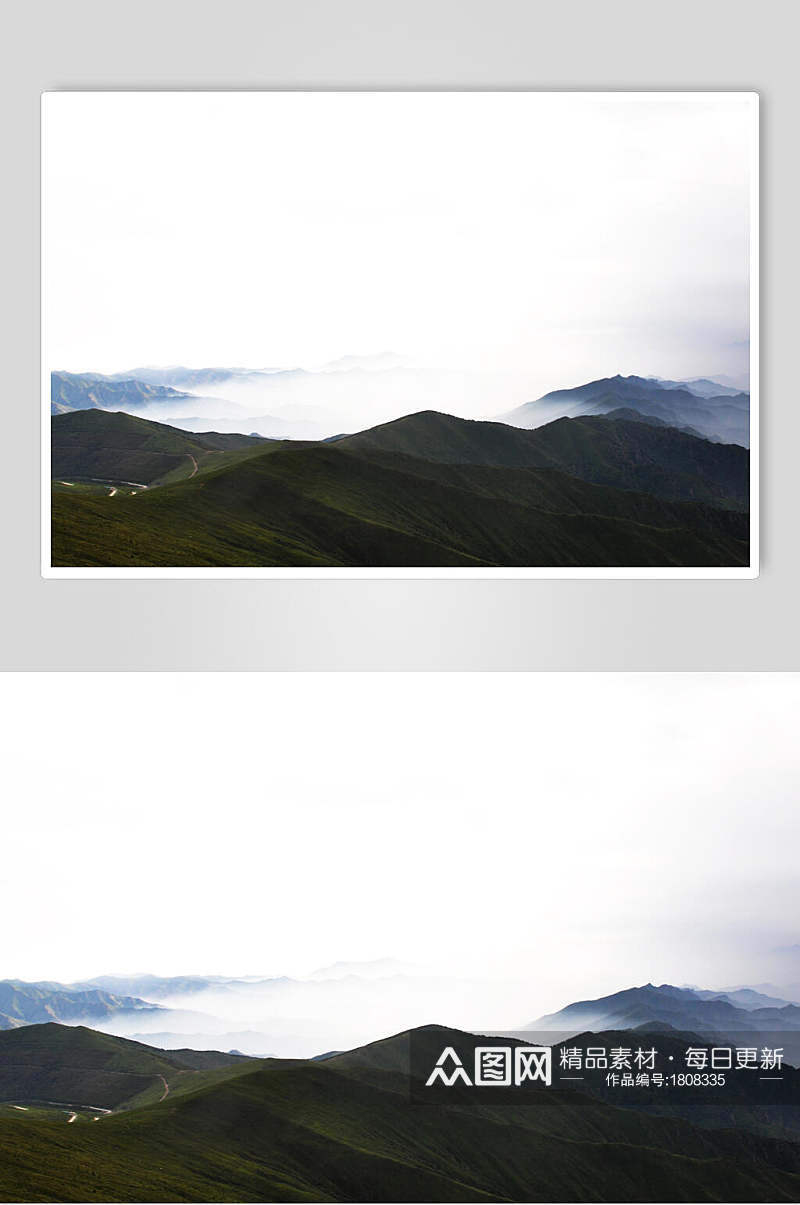 华北屋脊大气背景五台山远山山脉云雾缭绕图片素材