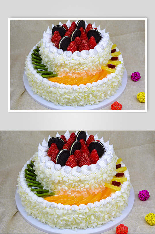 双层水果蛋糕图片