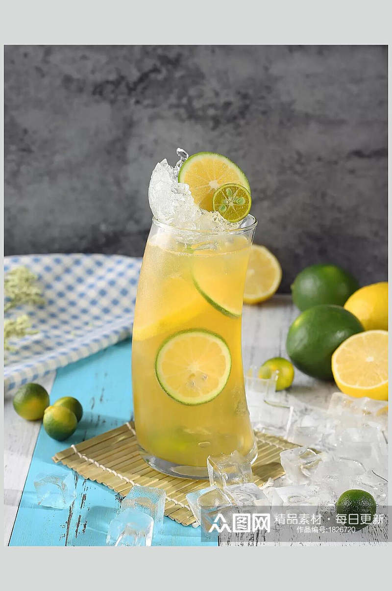 冰镇柠檬水果汁饮料图片素材