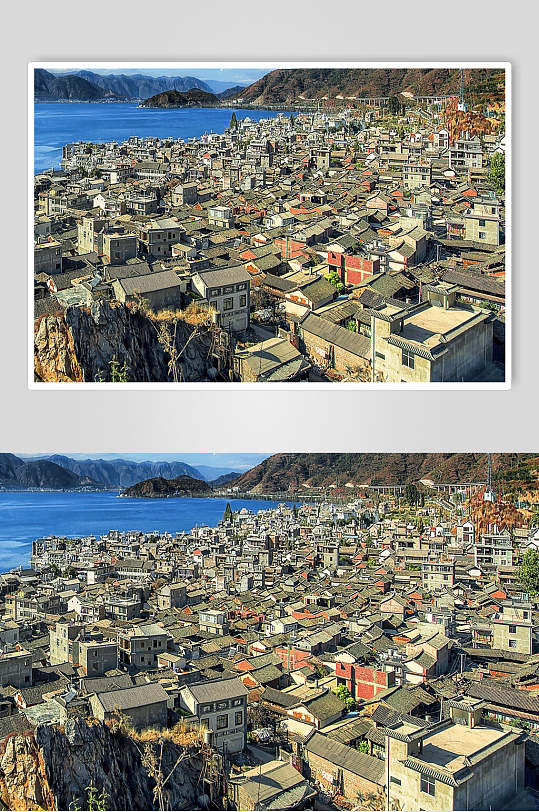 双廊建筑群俯视图片-众图网