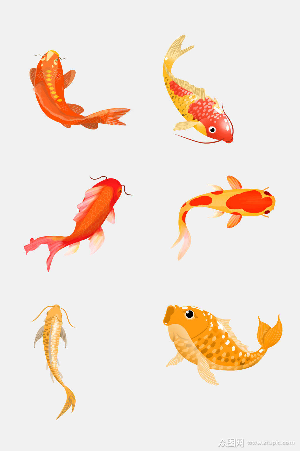 卡通手绘画金鱼免抠元素素材素材