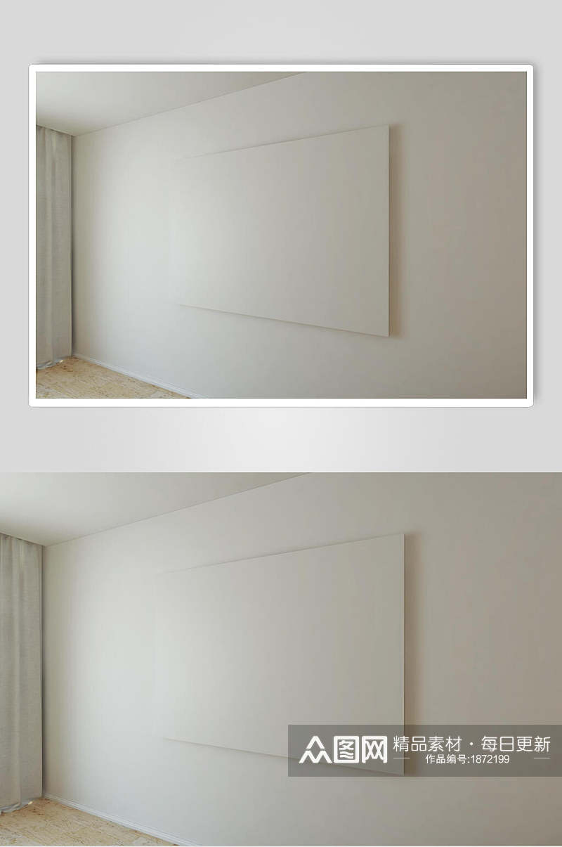 客厅白色墙面海报样机素材