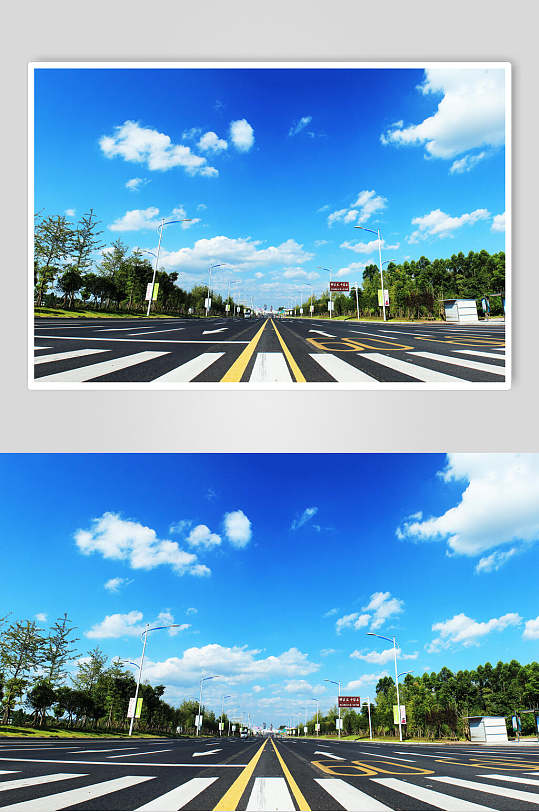 重庆城市道路蓝天白云图片
