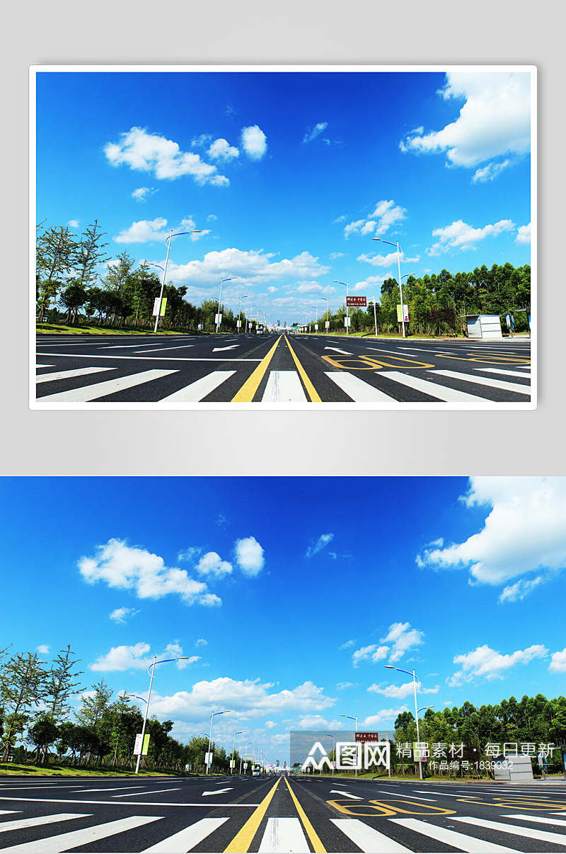 重庆城市道路蓝天白云图片素材