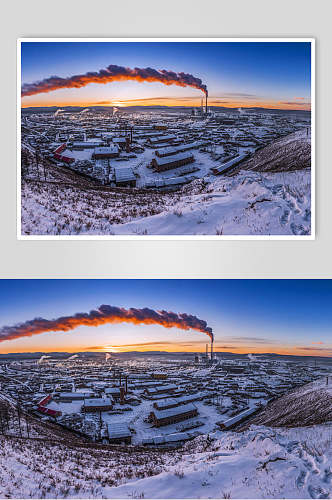 内蒙古呼伦贝尔城市风光雪景高清图片