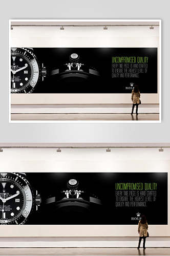 黑色科幻手表广告海报样机