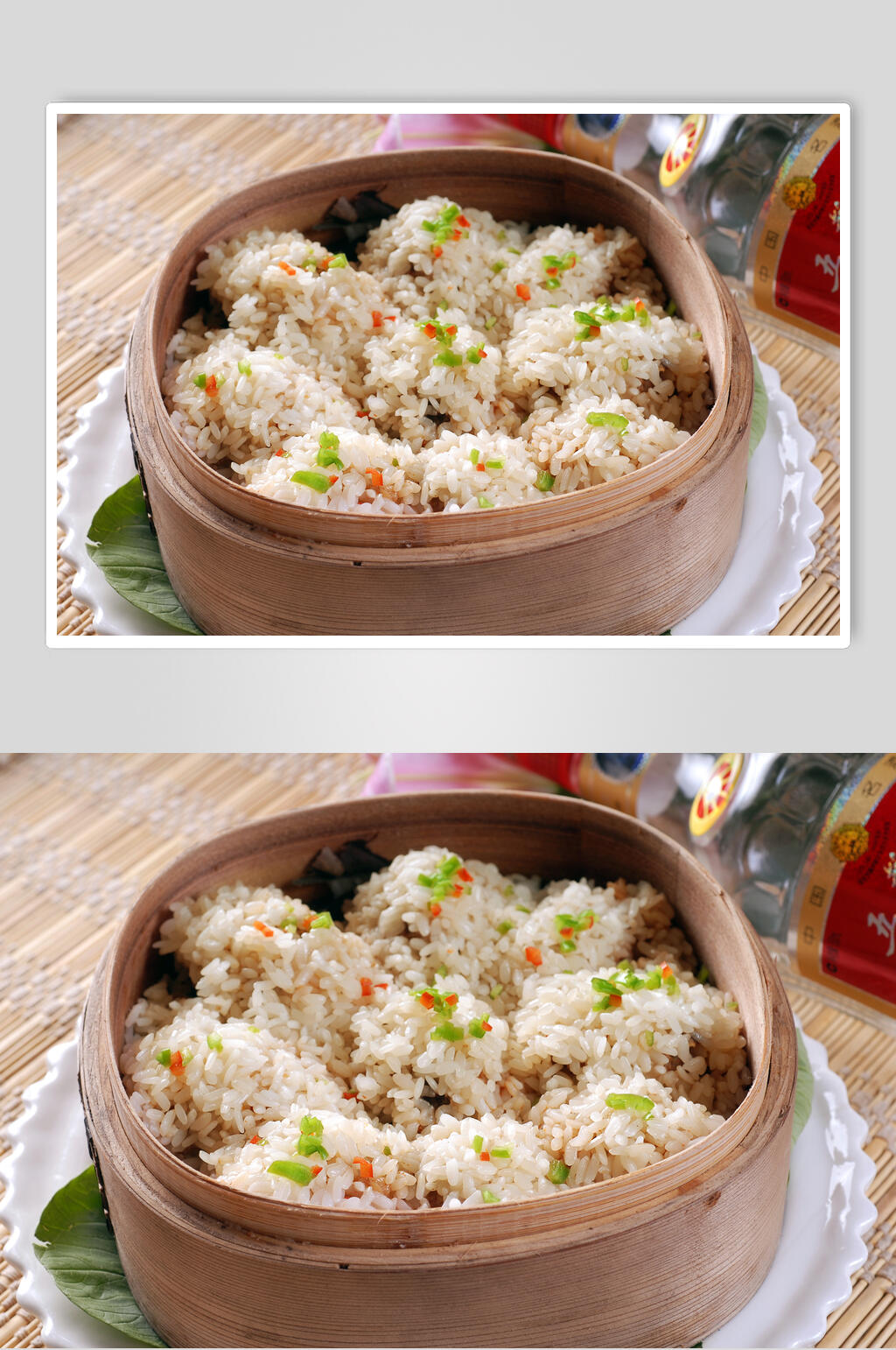 热菜圆笼蒸排骨高清图片素材
