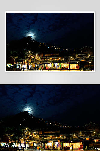 苗寨风景夜景图片