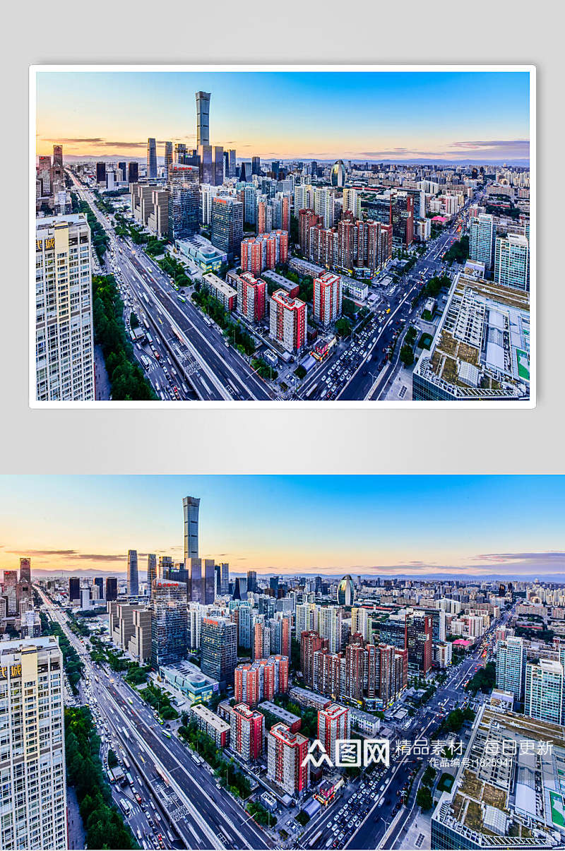 城市北京夕阳风光建筑群鸟瞰图片素材