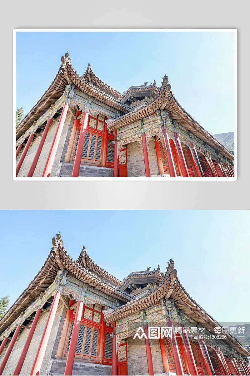 五台山寺庙建筑群屋檐高清图片素材