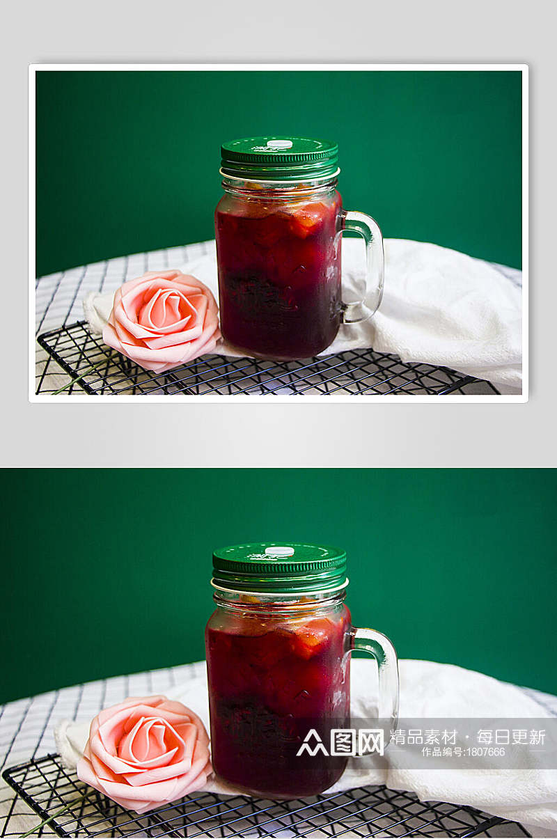 玫瑰红茶奶茶饮品高清图片素材
