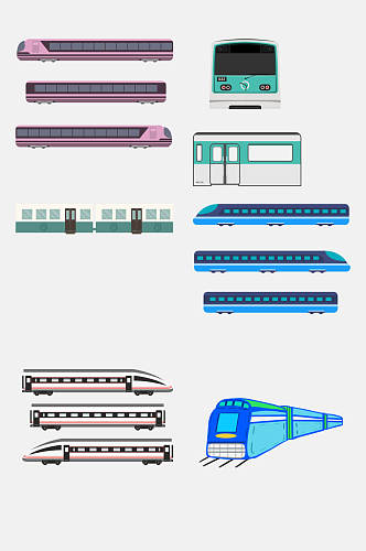 铁路元素 逼真动车高铁列车免抠设计元素素材