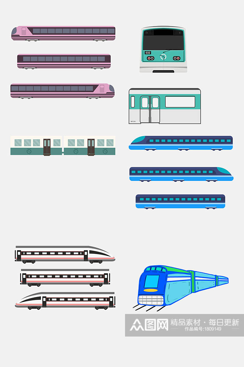 铁路元素 逼真动车高铁列车免抠设计元素素材素材