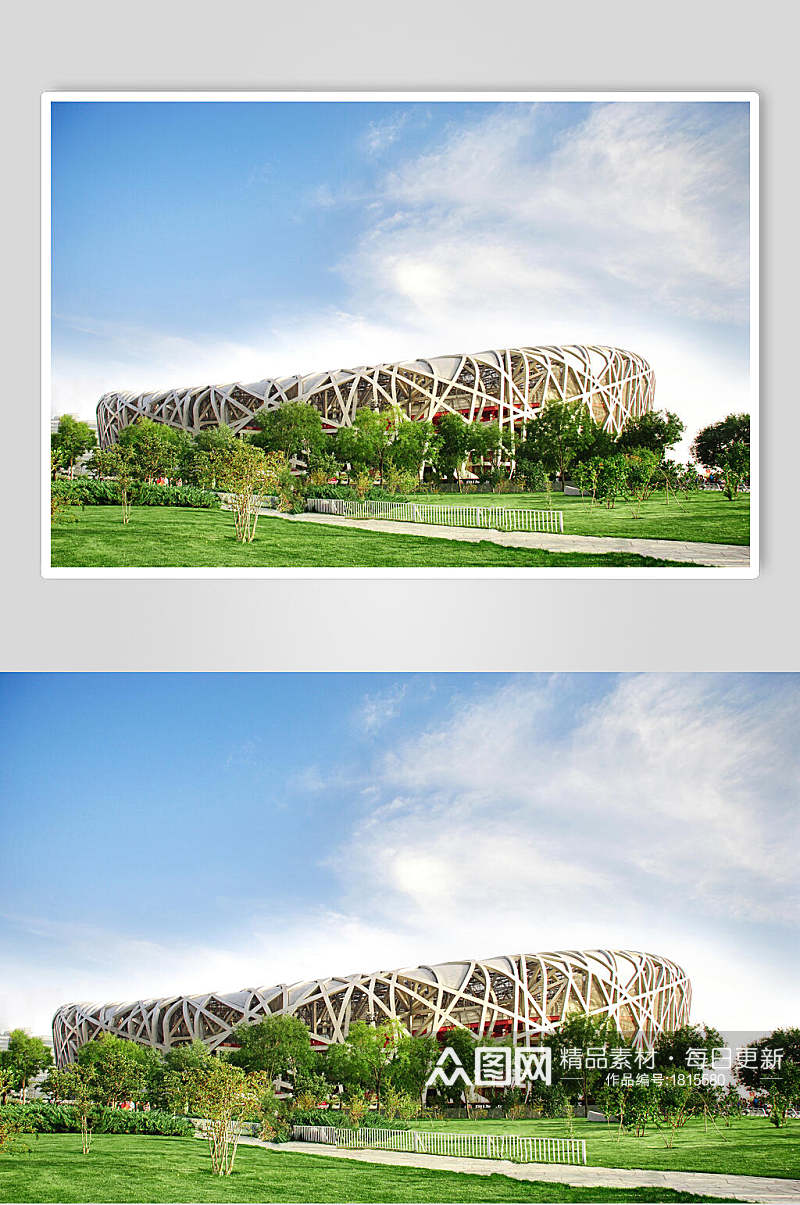 北京风光建筑鸟巢远景高清图片素材