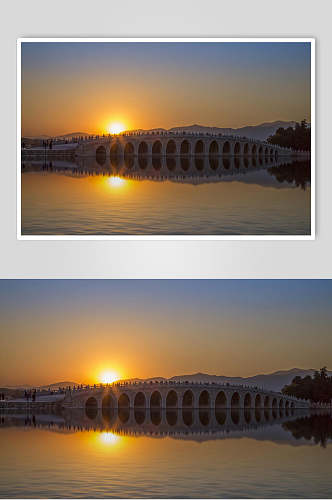 北京风光夕阳唯美河畔浪漫建筑图片