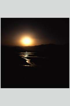 夜景湖泊湖面摄影元素图片