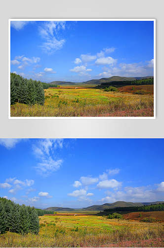 乌兰布统风景草原蓝天白云摄影图片