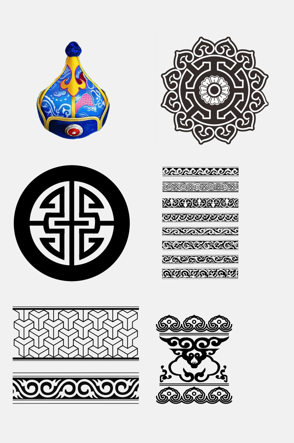 古典西藏蒙古花纹免抠元素素材素材
