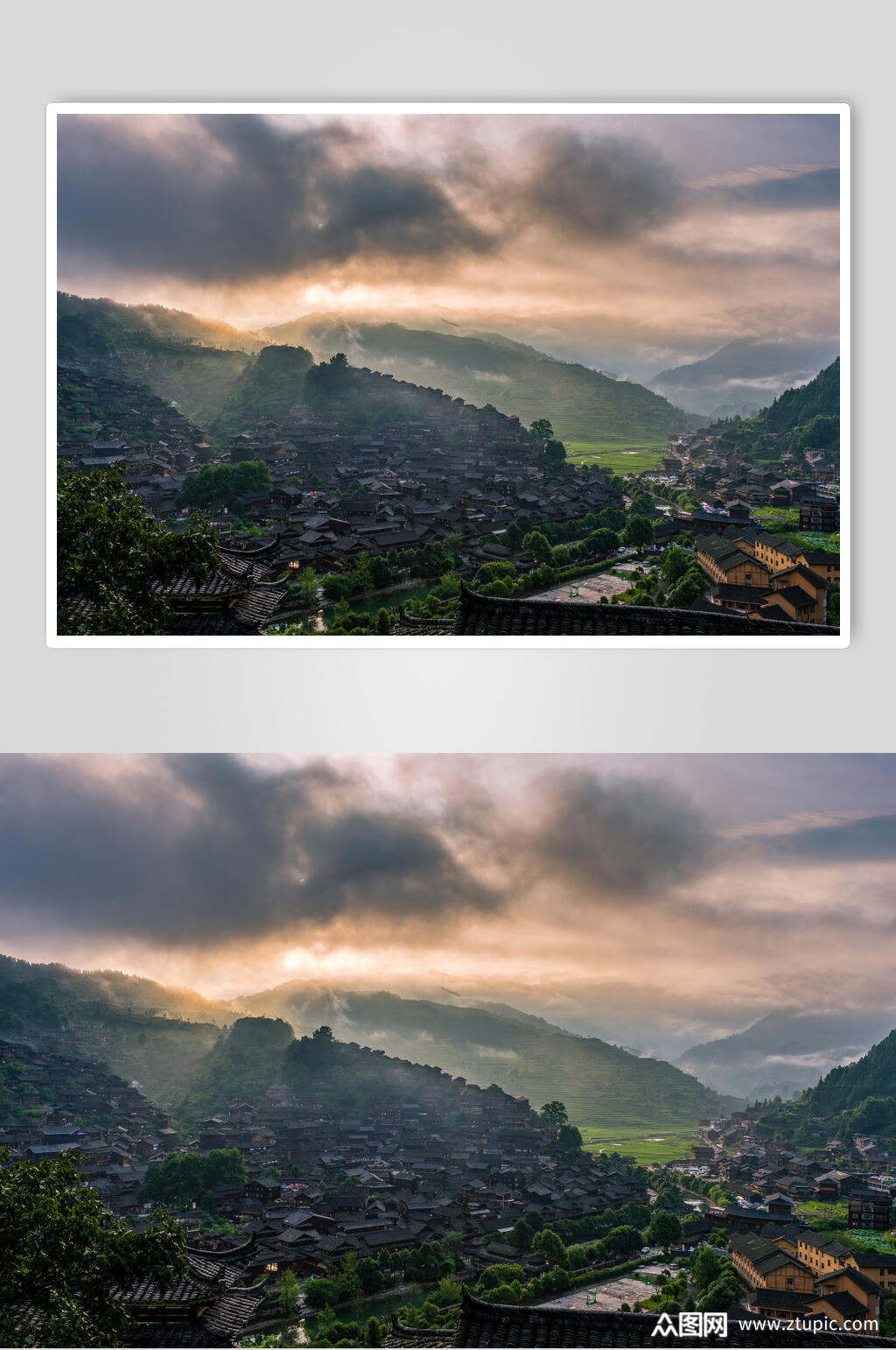 民族风情苗寨风景摄影背景图片素材