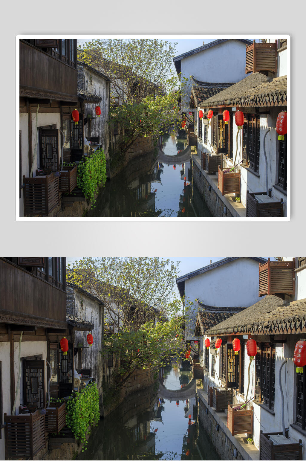 中国元素古建筑古镇河流高清图片素材