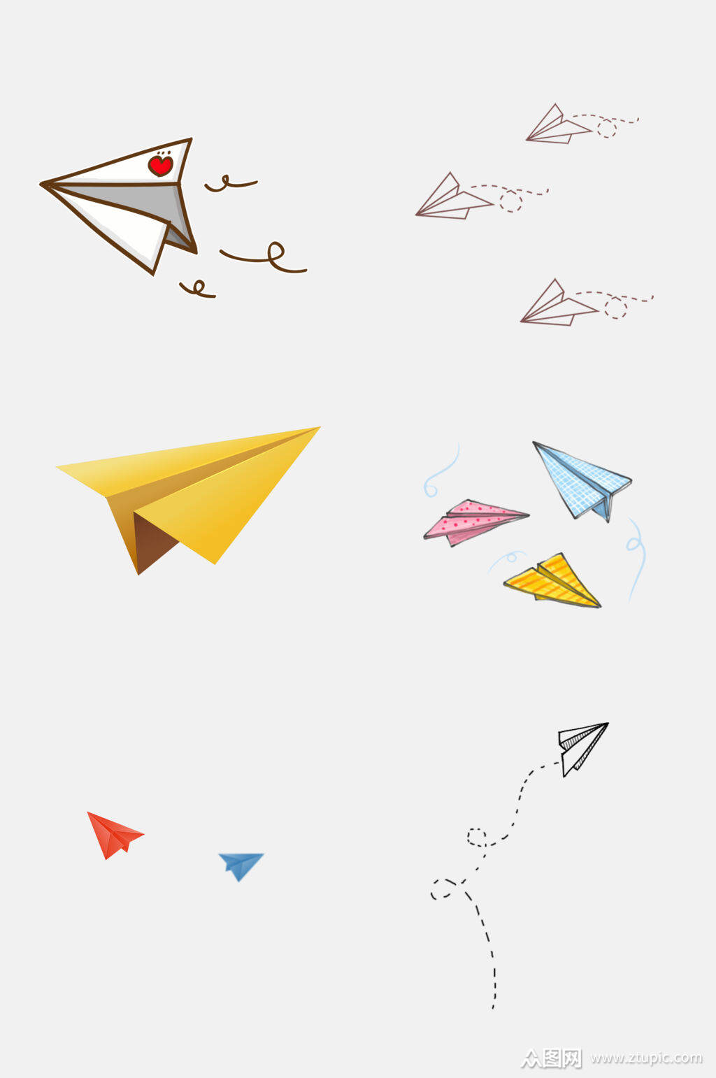 清新纸飞机免抠元素素材