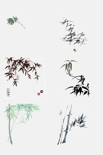 中国风水墨竹子图片元素素材
