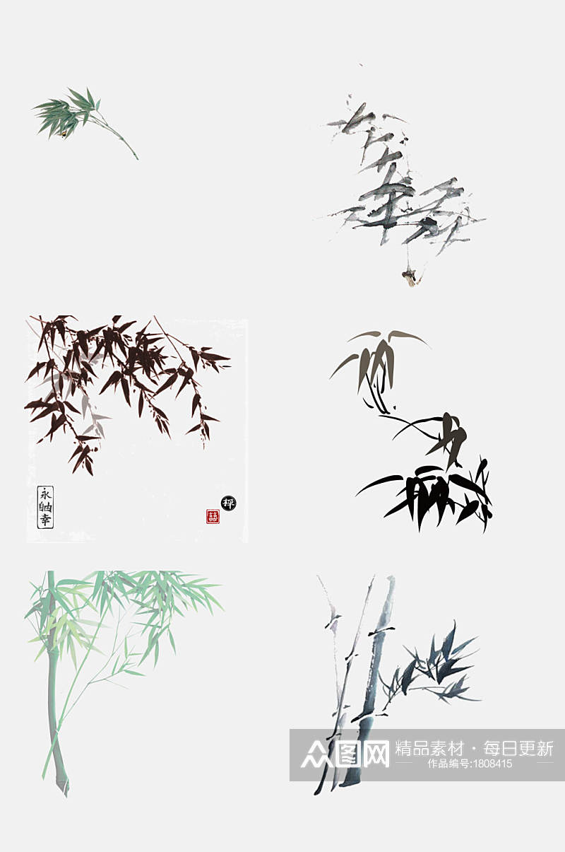 中国风水墨竹子图片元素素材素材